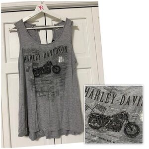 Harley-Davidson Motorcycle Embellished Rhinestone Tank Medium Bikercore